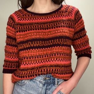 LOFT Wool Blend Pumpkin Harvest Boat Neck Sweater